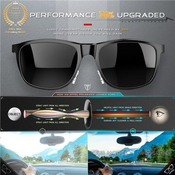 Mens Polarized Sunglasses Driving UV Protection Metal Frame Lightweight Shades - Picture 3 of 7